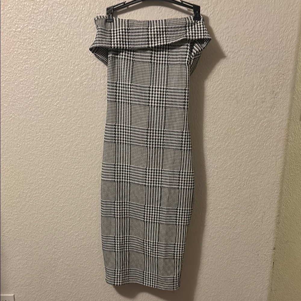 Privy Black and White Plaid Dress